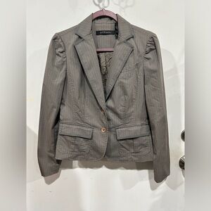 City Unltd. Charcoal gray pinstripe suit blazer 90s retro vintage lined size 6
